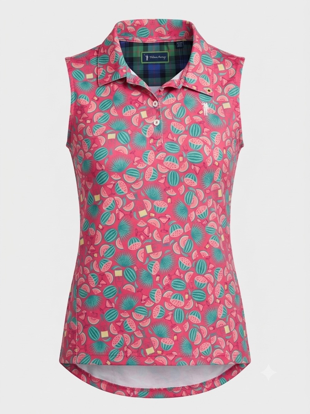 William Murray Golf Watermelon Margarita Cocktail Sleeveless Polo Shirt Top XS